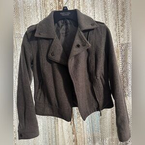 Aeropostale Women's Dark Gray Leather Jacket